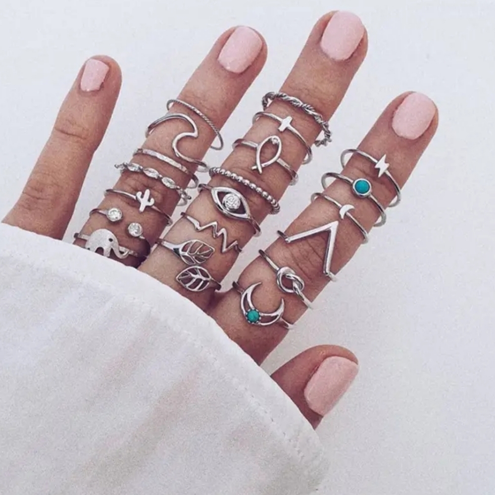 20 pc Boho Elephant Ring Set